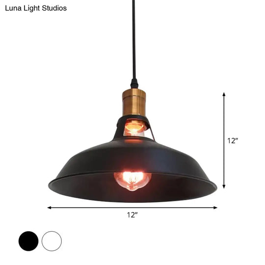 Farmhouse Iron Pendant Light With Vented Socket - Barn Shade Living Room Lighting 1-Light