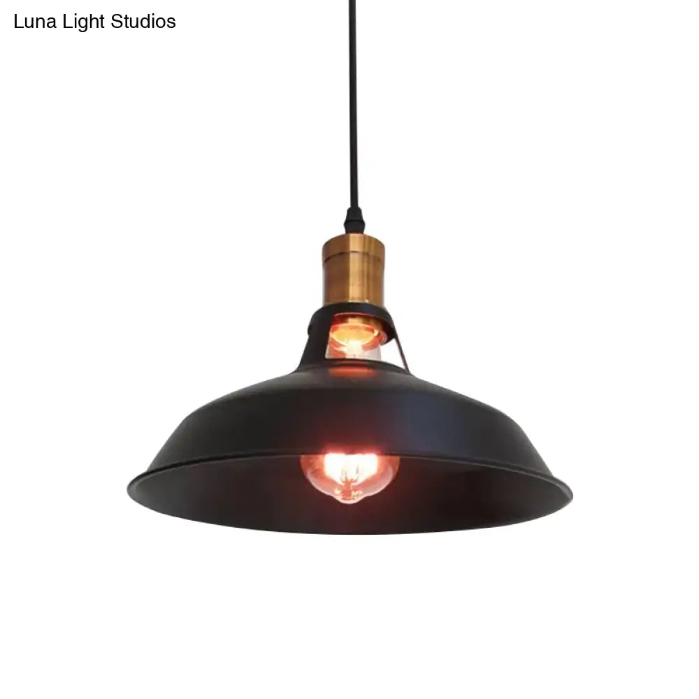 Farmhouse Iron Pendant Light - 1-Light Black/White Hanging Lamp For Barn Shade Living Room