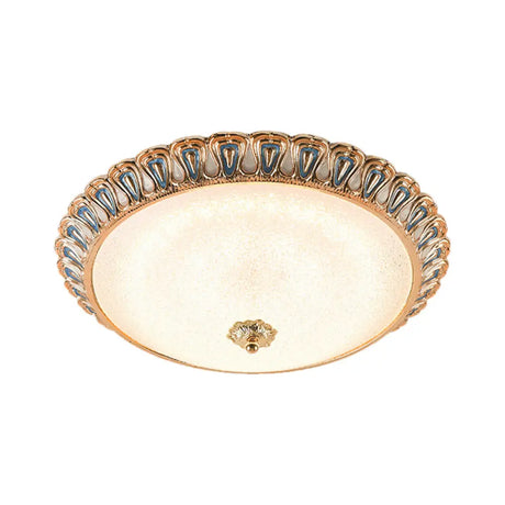 Farmhouse Led Flush Mounted Light With Glass Dome Shade In Gold For Bedroom - Warm/White Options
