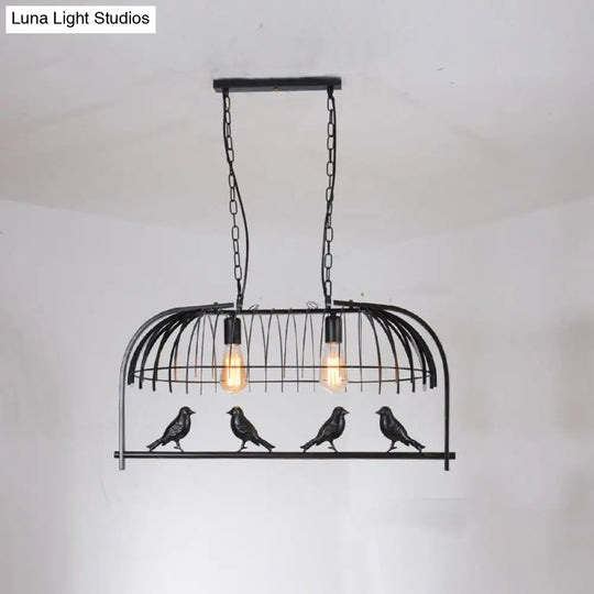 Farmhouse Metal Black Finish Birdcage Kitchen Island Suspension Light Fixture 2 /