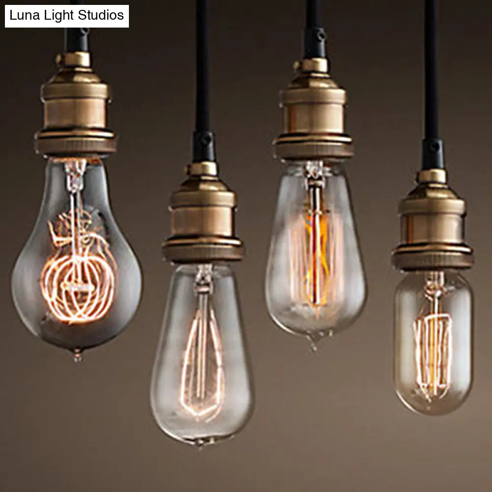 Farmhouse Metal Ceiling Pendant Light In Black - Open Bulb Hallway Hanging Lamp