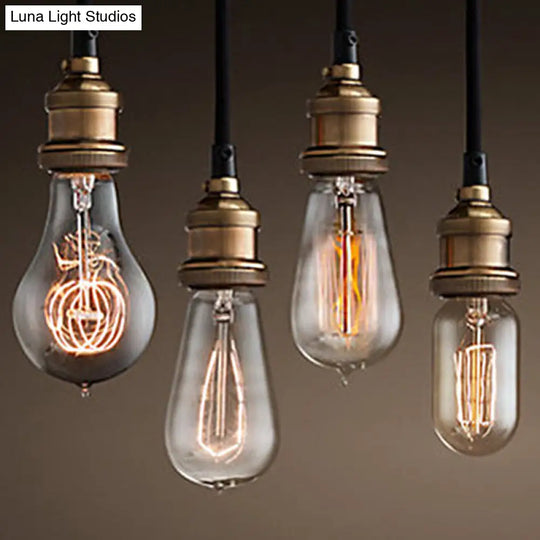 Farmhouse Metal Ceiling Pendant Light In Black - Open Bulb Hallway Hanging Lamp