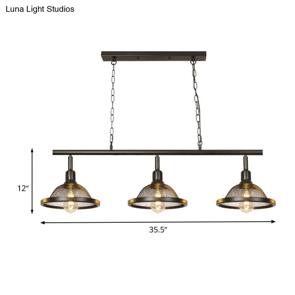 Farmhouse Metal Pendant Island Chandelier In Black For Dining Room With 3/4 Lights