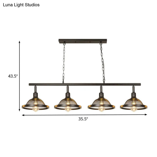 Farmhouse Metal Pendant Island Chandelier In Black For Dining Room With 3/4 Lights
