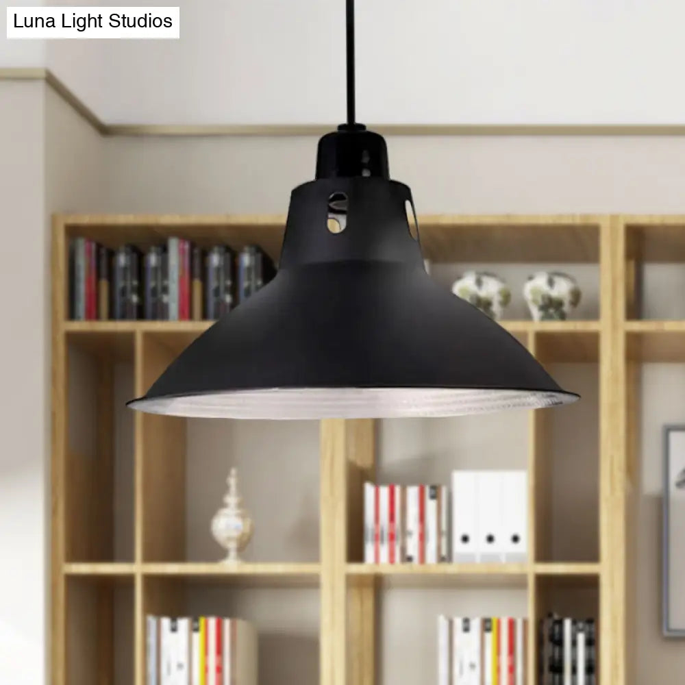Farmhouse Metallic 1 Light Black Suspension Dining Table Pendant - 14/16 W Bowl Ceiling
