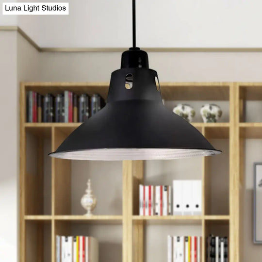 Farmhouse Metallic Black Pendant Light For Dining Tables - 14’/16’ Bowl Design