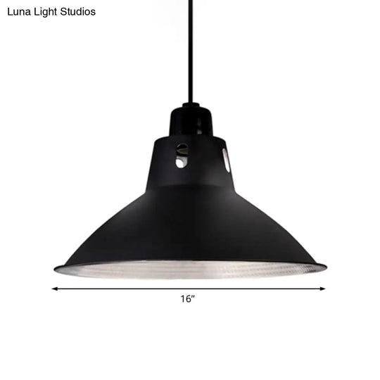 Farmhouse Metallic 1 Light Black Suspension Dining Table Pendant - 14/16 W Bowl Ceiling