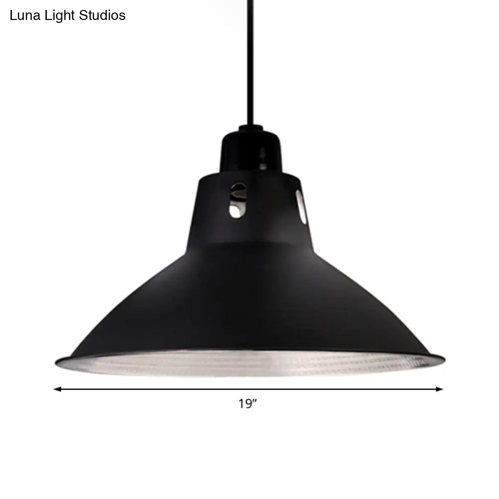 Farmhouse Metallic 1 Light Black Suspension Dining Table Pendant - 14/16 W Bowl Ceiling