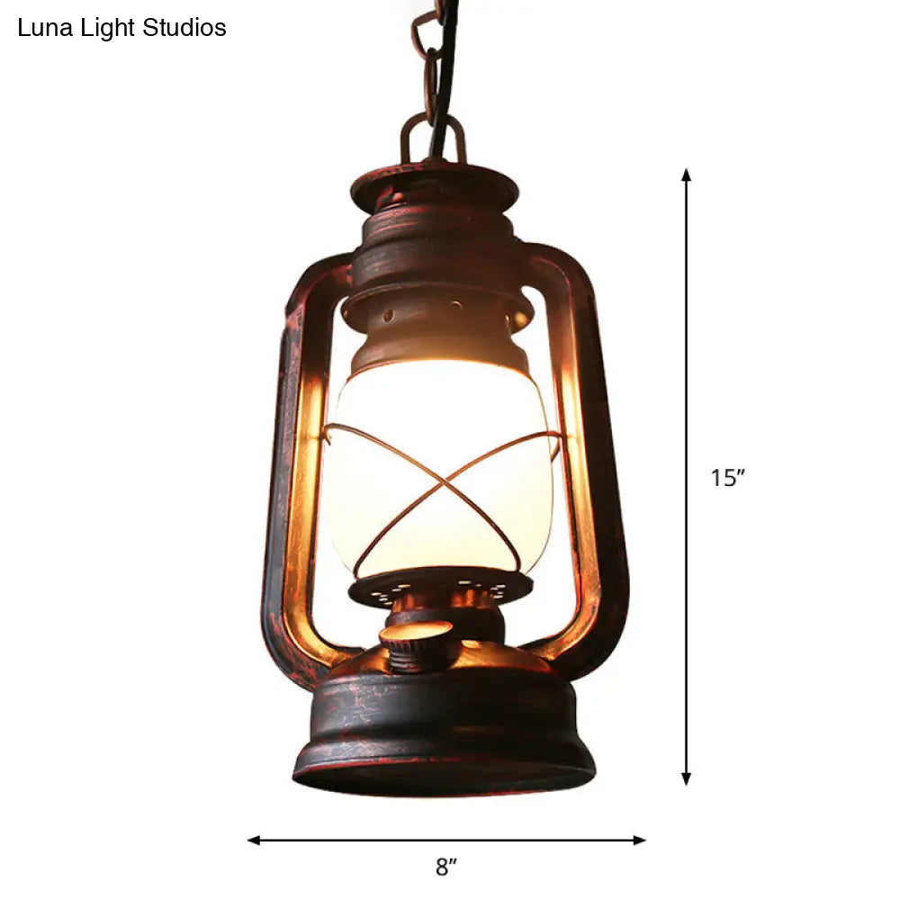 Farmhouse Milk Glass Pendant Light In Copper - 5.5’/7’/8’ Wide 1-Bulb Hanging Fixture For