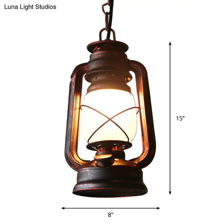 Farmhouse Milk Glass Pendant Light In Copper - 5.5’/7’/8’ Wide 1-Bulb Hanging Fixture For