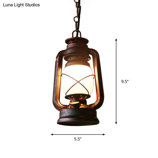 Farmhouse Milk Glass Pendant Light In Copper - 5.5’/7’/8’ Wide 1-Bulb Hanging Fixture For