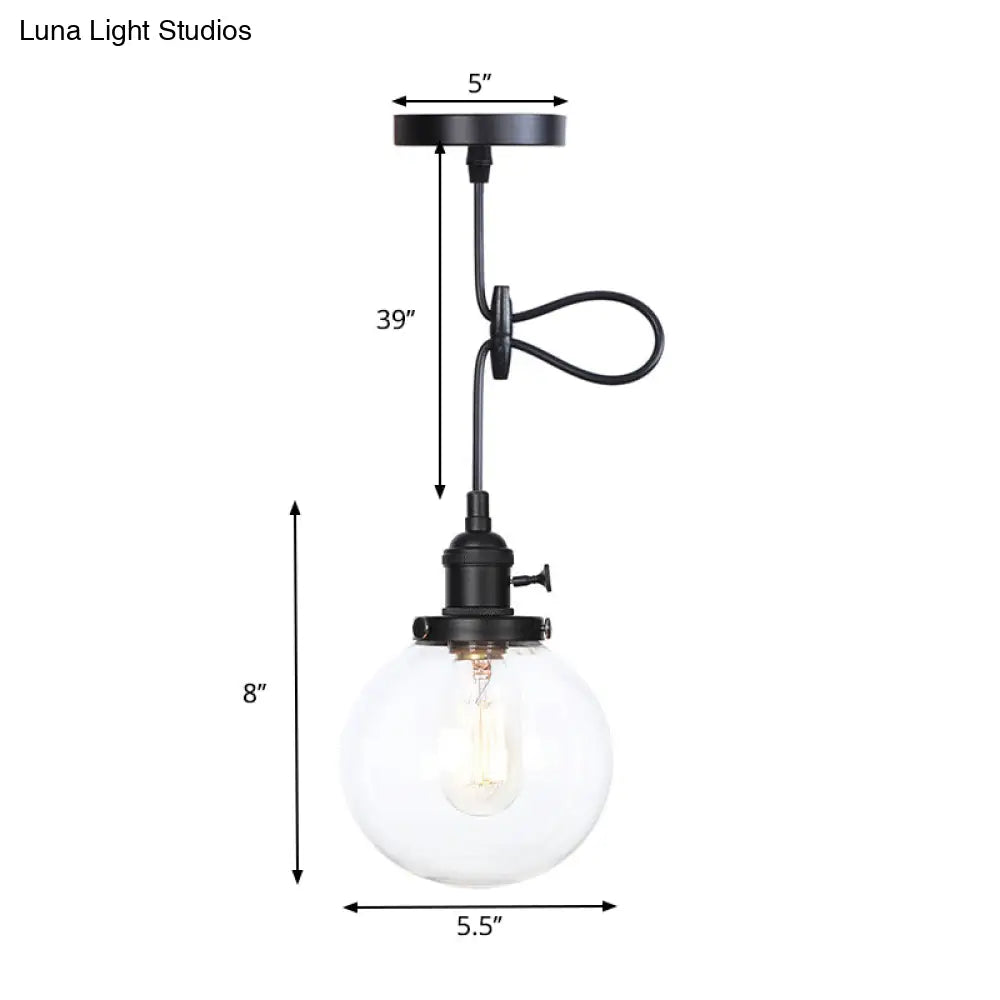 Farmhouse Orbit Pendant Light With Amber/Clear Glass And Adjustable Cord In 3 Elegant Finish Options