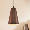 Farmhouse Style 1-Light Metal Pendant Lighting Fixture - White/Yellow/Brown Deep Cone Living Room