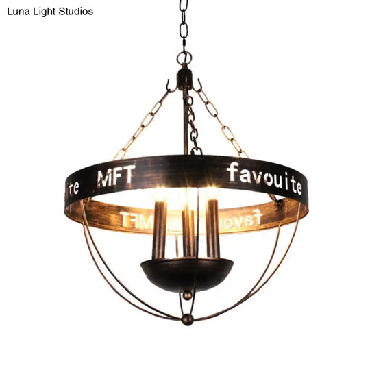 Antique Bronze Metal 3-Light Candle Chandelier - Farmhouse Style Hanging Fixture