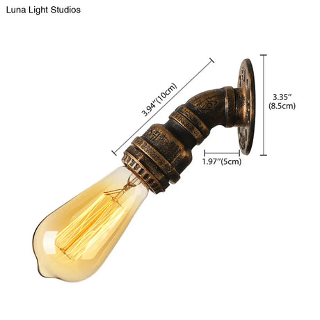 Farmhouse Style Bronze Iron Mini Wall Mount Light With Water Pipe