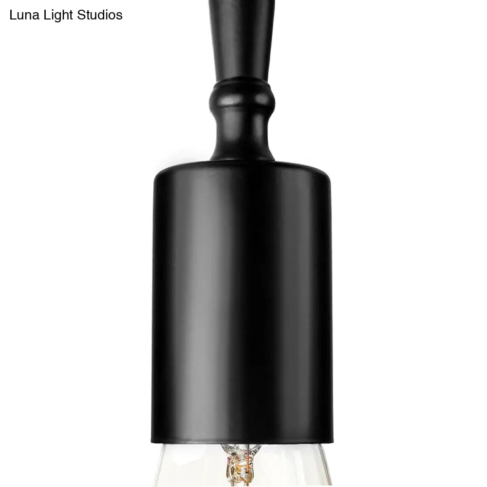 Farmhouse Style Iron Semi Flush Mount Ceiling Light Fixture - Open Bulb Design 3 Lights Black