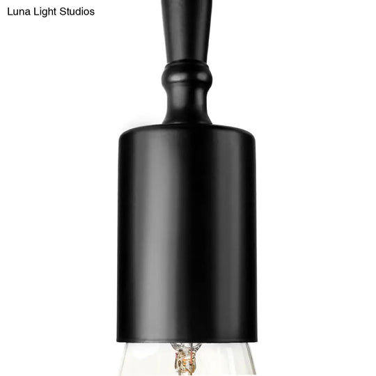 Farmhouse Style Iron Semi Flush Mount Ceiling Light Fixture - Open Bulb Design 3 Lights Black