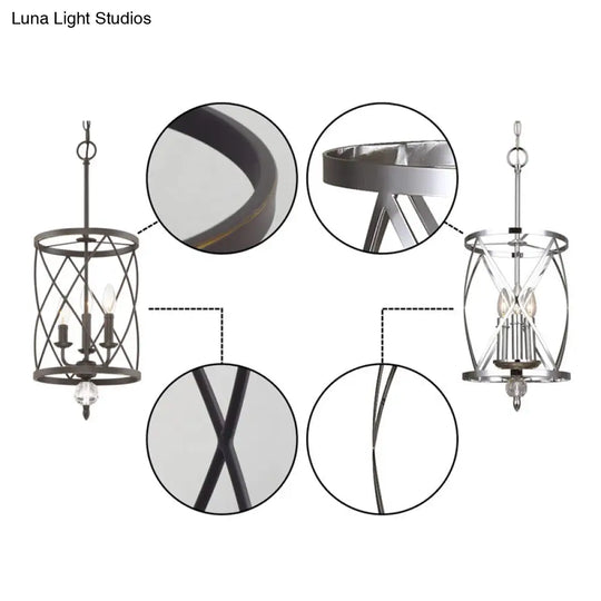 Farmhouse Trellis Cage Ceiling Chandelier With Hanging Chain - Classic Metal Light