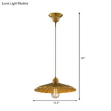 Farmhouse Vintage Style Scalloped Brass Pendant Lamp