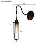 Farmhouse Wall Mount Light Fixture - Metal Cage Design Black Finish