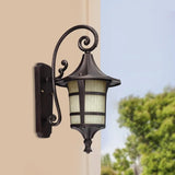 Farmhouse Wall Sconce Light With Opal Glass Shade And Lantern Design Black/Coffee Coffee