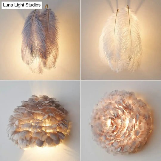 Feather Wall Sconce: Stylish And Simplistic Single-Bulb Light For Girls Bedroom