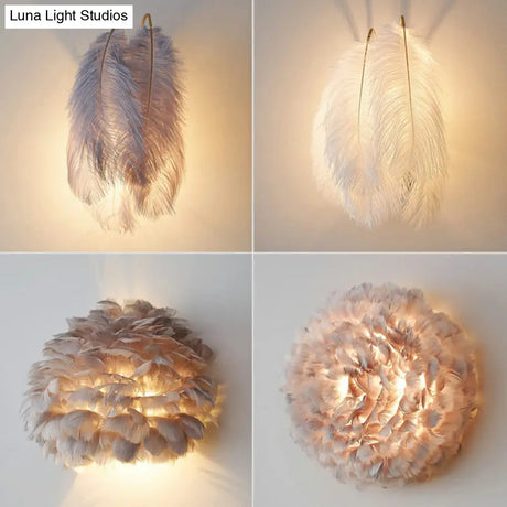 Feather Wall Sconce: Stylish And Simplistic Single-Bulb Light For Girls Bedroom