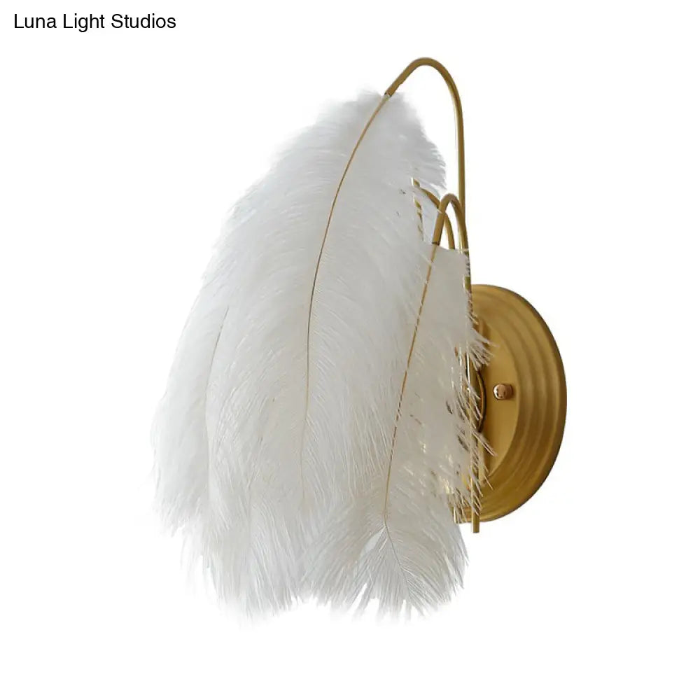 Feather Wall Sconce: Stylish And Simplistic Single-Bulb Light For Girls Bedroom