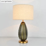 Federica - Vintage 1-Light Melon Table Lamp Ideas Hand-Worked Green Bubble Glass Night Lighting