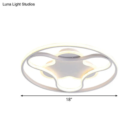 Fidget Spinner Flush Mount Led Ceiling Light Minimalist Iron In White 18’/21.5’ Wide Warm/White
