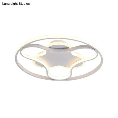 Fidget Spinner Flush Mount Led Ceiling Light Minimalist Iron In White 18’/21.5’ Wide Warm/White