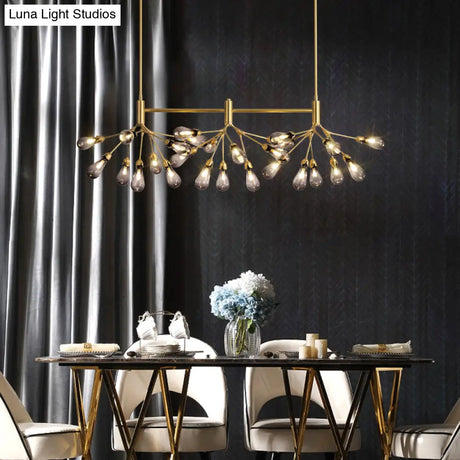 Firefly Suspension Light - Brass Finish Postmodern Island Fixture With 27 Glass Lights