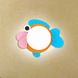 Fish Cartoon Led Wall Sconce For Boys And Girls Bedroom - Wood Acrylic Pink