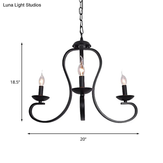 Flameless Candle Ceiling Lamp With Metallic Hanging Design - 3/5 Bulbs Black Ideal For Living Room