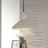Flare Coffee House Pendant Lamp - Antiqued Cement 1-Bulb Grey Hanging Light Kit
