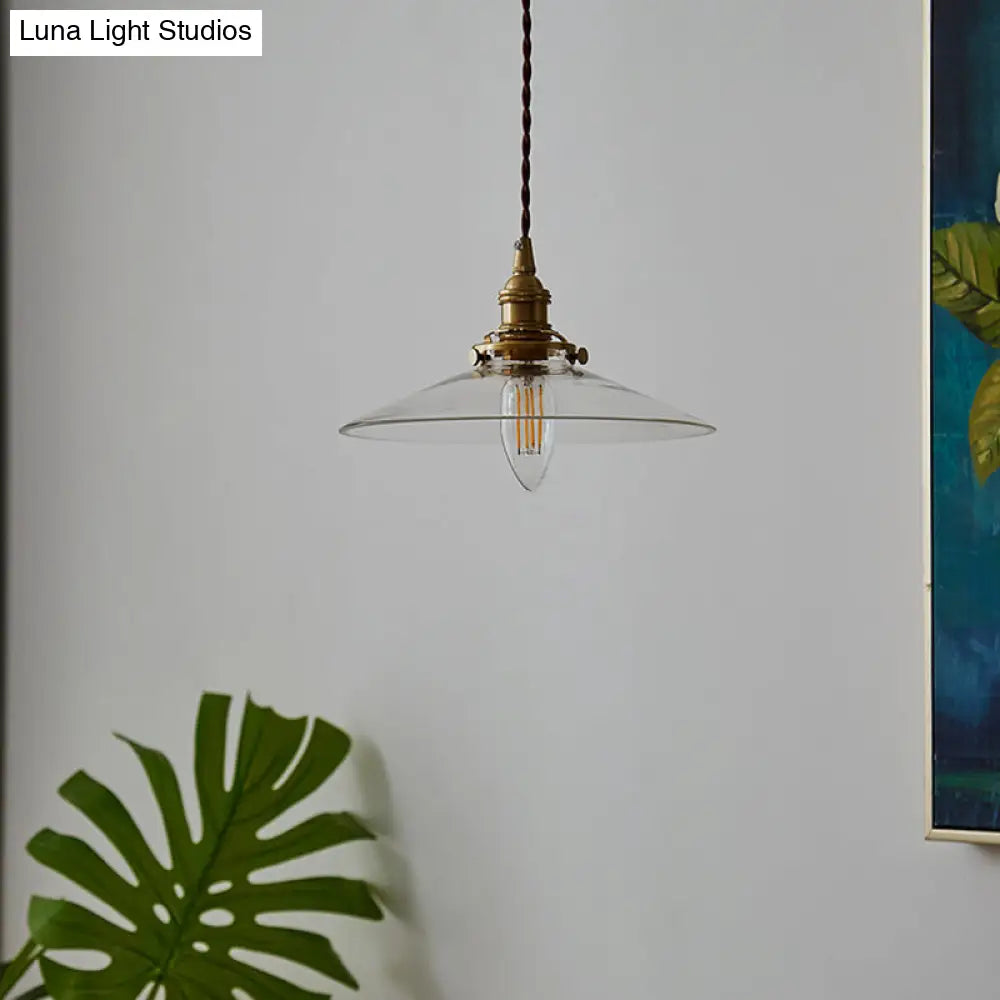 Flared Glass Industrial Pendant Light - Ideal For Dining Room Decoration Clear