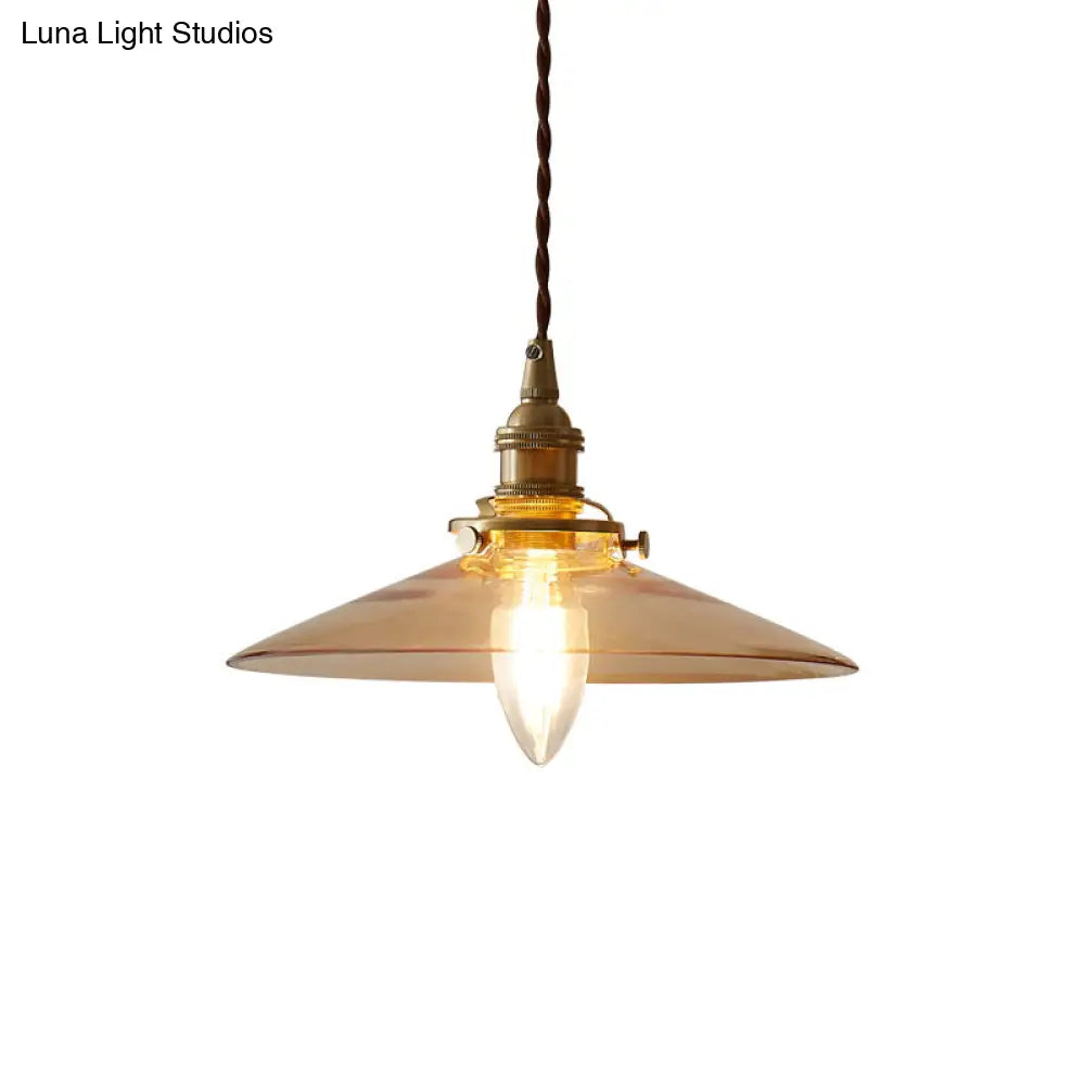 Flared Glass Industrial Pendant Light - Ideal For Dining Room Decoration