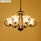 Flared Shade Frosted Glass Ceiling Lamp With Traditional Bedroom Chandelier Pendant Light - Black