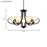 Flared Shade Frosted Glass Ceiling Lamp With Traditional Bedroom Chandelier Pendant Light - Black