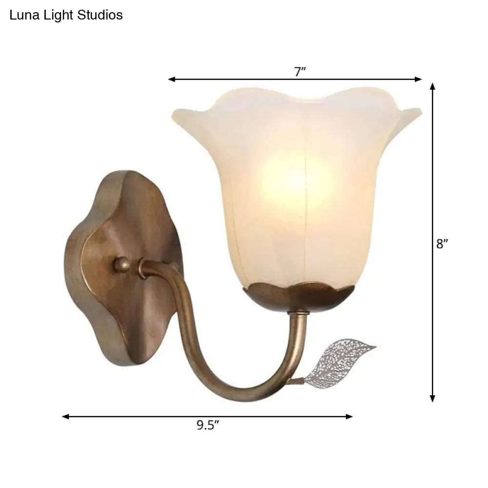 Flared Vanity Lamp With Traditional White Glass Sconce For Dining Room