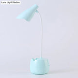 Flexible Gooseneck Led Desk Light With Pen Holder In Blue/Pink/White/Yellow Usb Charging Eye-Caring
