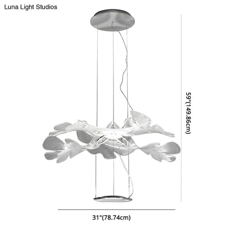Floral Chandelier Art Deco Acrylic Led Ceiling Light For Living Room - Clear