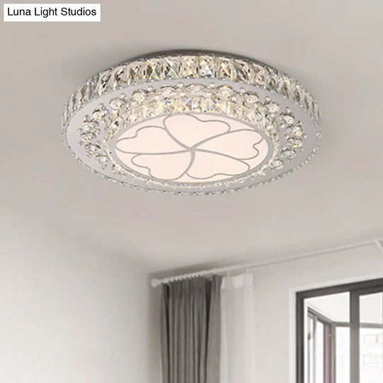 Floral Crystal Suspension Led Pendant Light For Bedroom In Stainless Steel Stainless-Steel