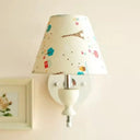 Floral Fabric Wall Light For Childs Bedroom - Contemporary 1-Head Sconce In White / A