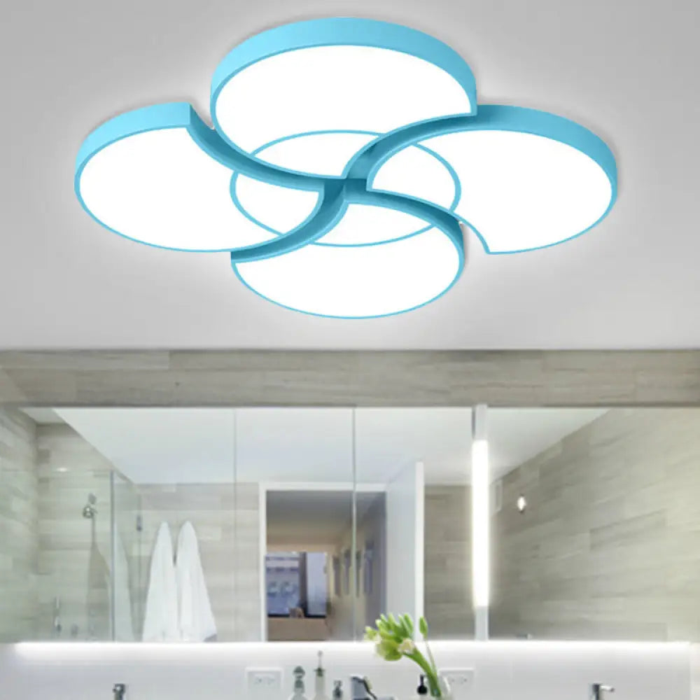 Floral Flush Ceiling Light For Kids’ Spaces - Metal And Acrylic Lamp Kindergarten Corridor Blue