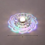 Floral Shade Crystal Led Flush Mount Lighting For Entryway - Minimalist Design Clear / Multi Color