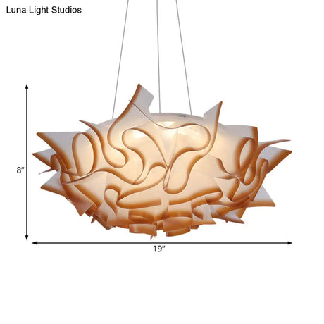 Flower Design Acrylic Dome Pendant Light - Modern Ceiling Fixture In White/Brown