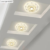 Flower Shape Crystal Flush Mount Ceiling Light Fixture With Led Modern Aisle Lighting