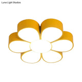 Flower - Shaped Kids Flush Ceiling Light Fixture In Vibrant Yellow/Green/Red With Acrylic Shade