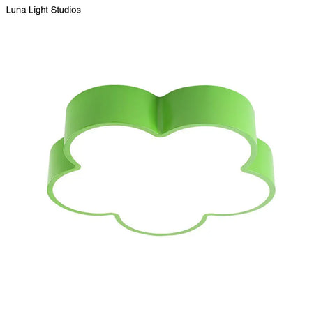 Flower-Shaped Led Ceiling Light For Kids Bedroom Green / 18 White
